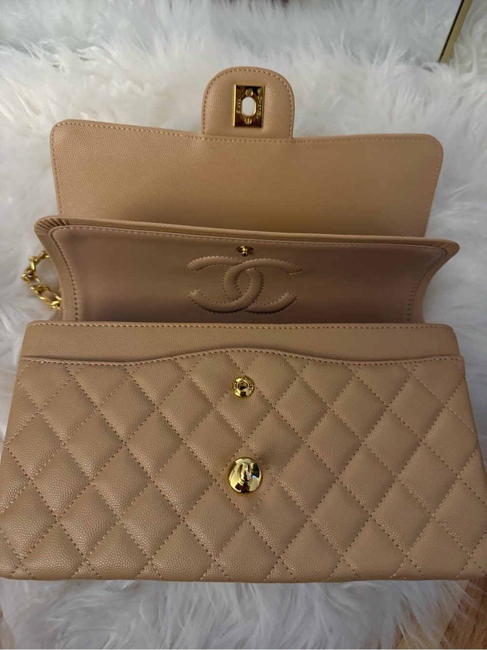 CHANEL Beige Quilted Leather Shoulder Bag with Gold Hardware - Picture 4 of 5